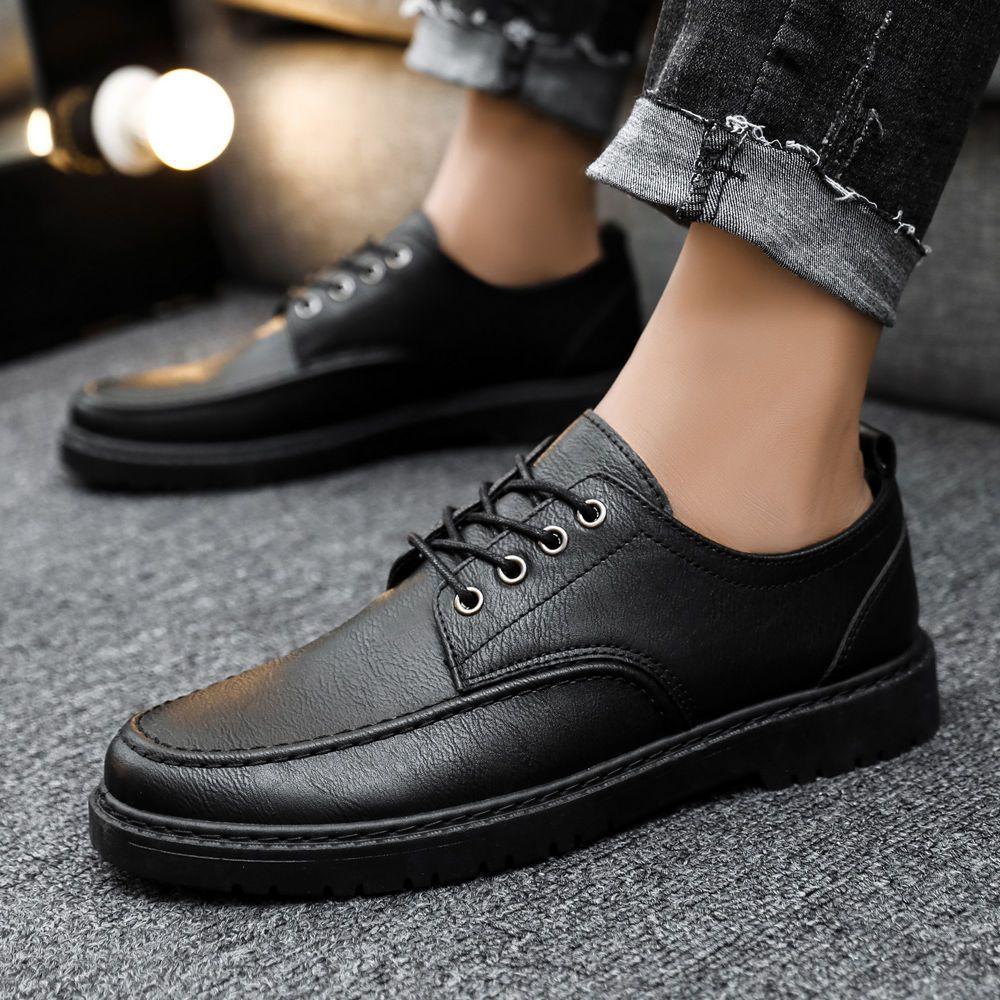 Fashion Platform Height Increasing Men's Leather Shoes Plain Non Slip Classic Original Slip-on Cowhide Social Designer Male Casual Shoe