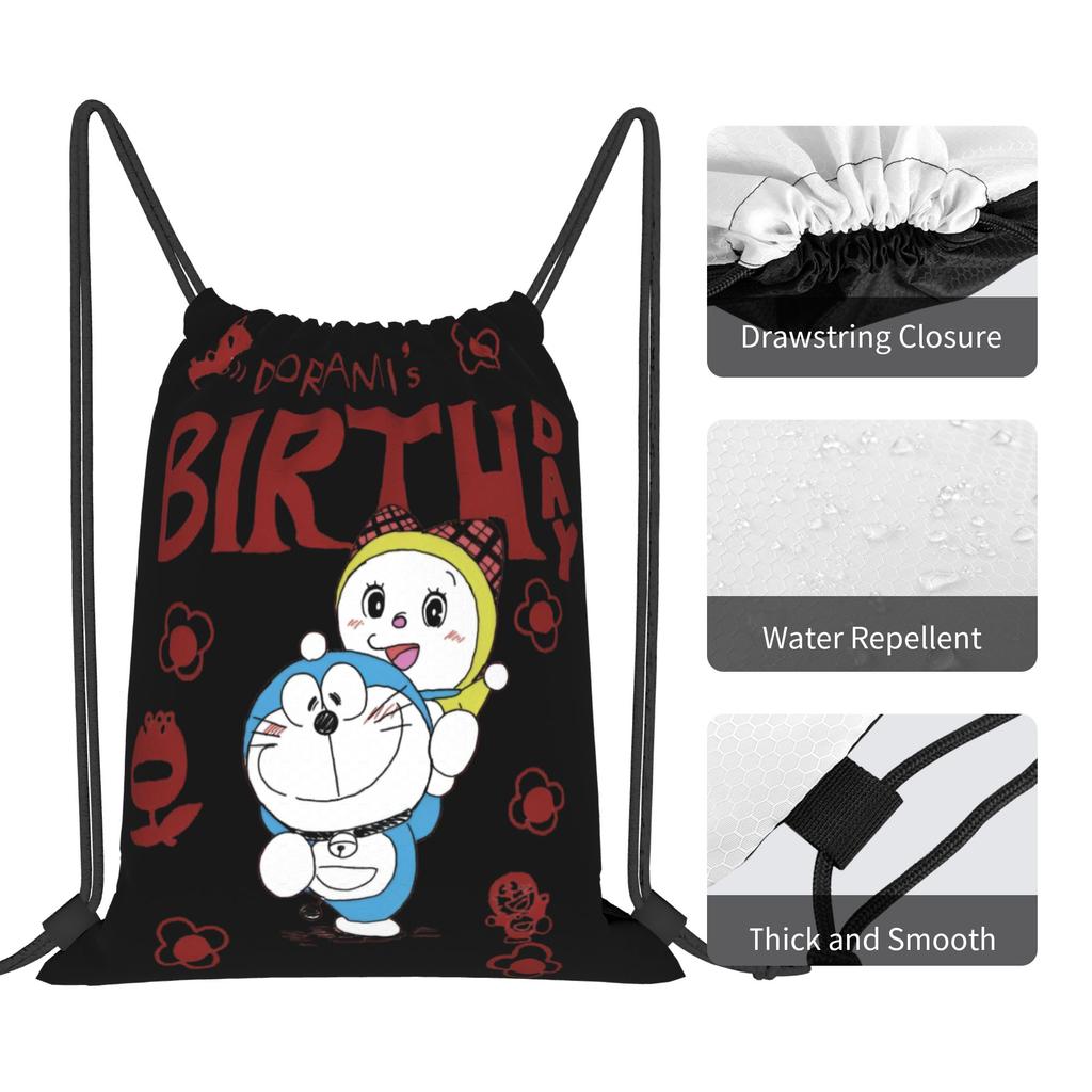 Custom D-Doraemones Drawstring Backpack Sports Gym Bag for Men Women Cartoon Training Sackpack