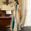 Women Plus Size V Neck Short Sleeve Printed Casual Straight Long Dress