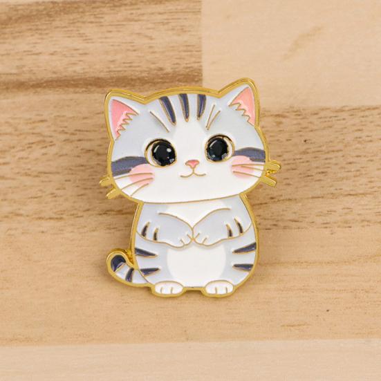 Decorative Brooch Enamel Cartoon Cat Shape Zinc Alloy Lapel Pin Sweater Dress Suit Lapel Badge Versatile Outfit Accessory