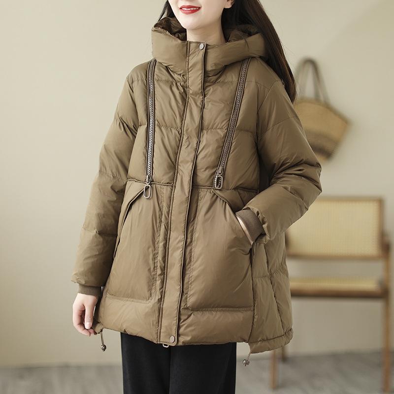 Winter Fashion Parkas Womens Warm Loose Duck Down Jackets Ladies Casual Hooded Coats Vintage Snow Clothing