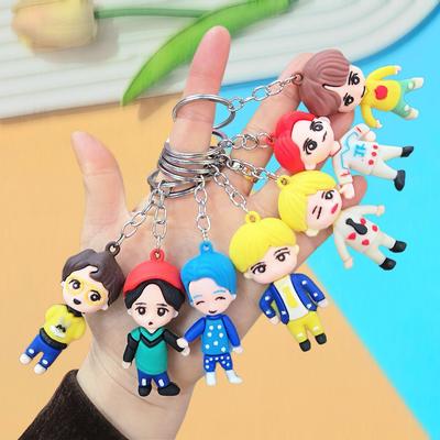 3D Cartoon Style Keychain, SoftCartoon Figure Charm, Kpop ARMY Fans Collectible Bag Pendant