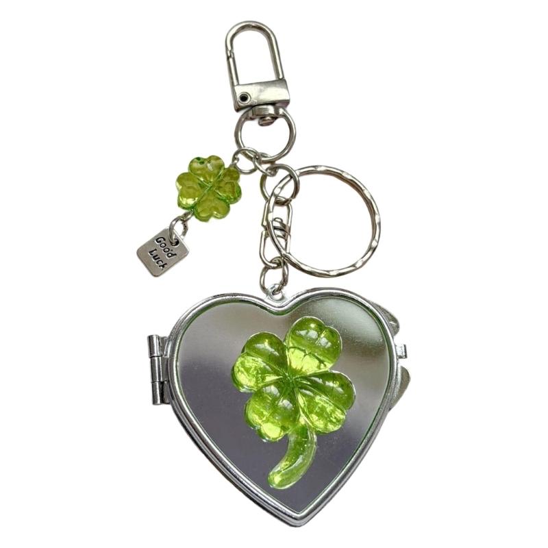 Elegant Bowknot Heart Shaped Mirror Keychain For Handbags Detachable Beauty Tool Unique Gift For Women Girls