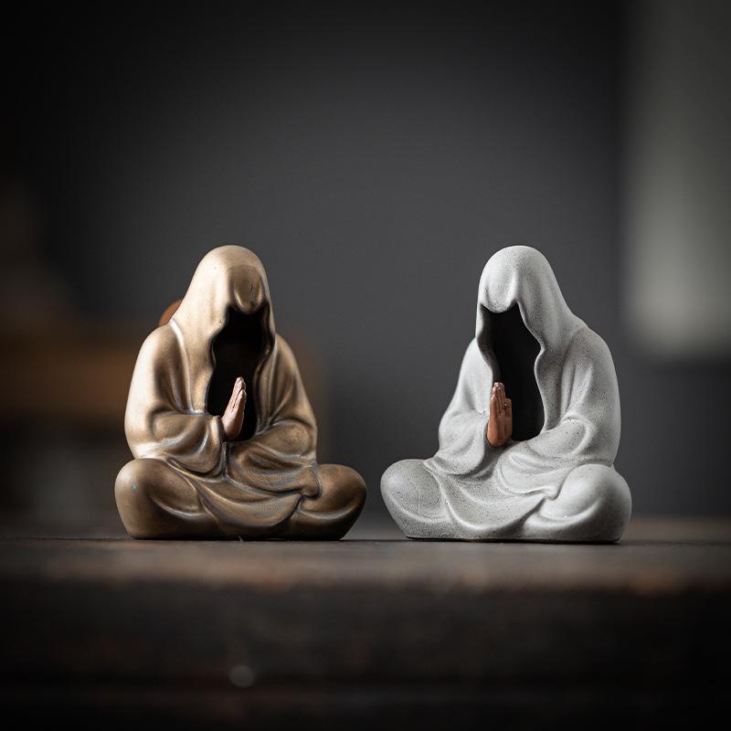 Ceramic Zen Character No Phase Buddha Decorative Statue-Home Room Office Room Tea Flower Pot Landscape Aquarium Decorations