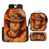 Anime Rucksack Set One Piece Naruto Schultasche für Jungen Schüler Laptop Rucksack Umhängetasche Federmäppchen 3-teilig Große Kapazität Wasserdicht
