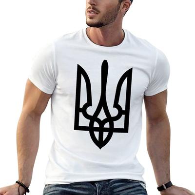 Tryzub (Schwarz) T-Shirt Lässig Lockerer Schnitt Kurzarm T-Shirt