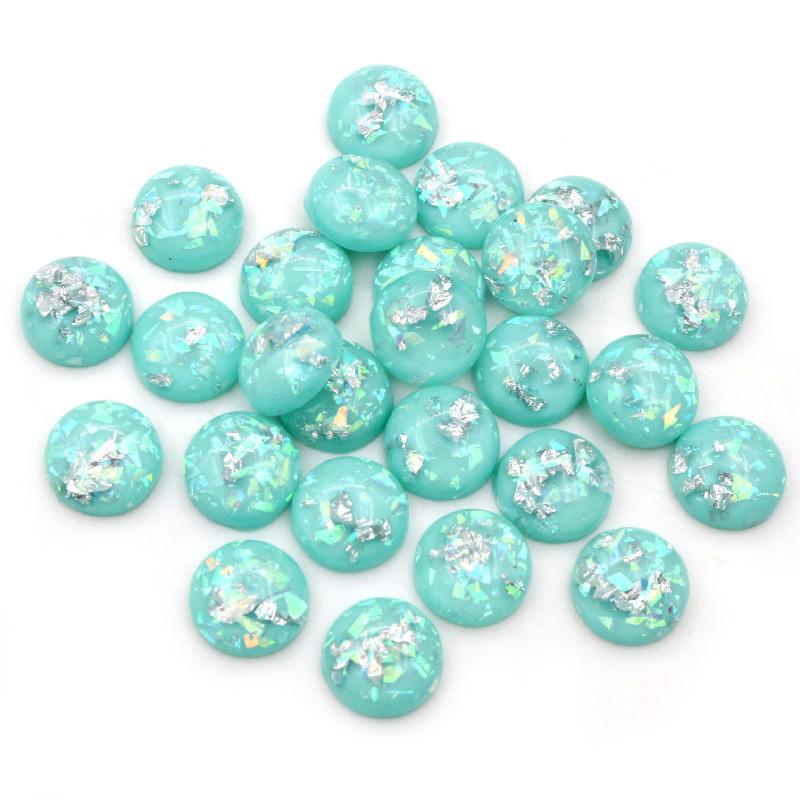 40 Stück 8mm 10mm 12mm Runde Eingebettete Metallfolie Flache Rückseite Harz Cabochons Kuppel DIY Ohrringe Schmuckherstellung Zubehör Fundstücke