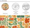 Colorful Floral Shower Curtain Vintage Inspired Design Orange Yellow Green Leaves Pattern Bathroom Decoration Trendy Boho