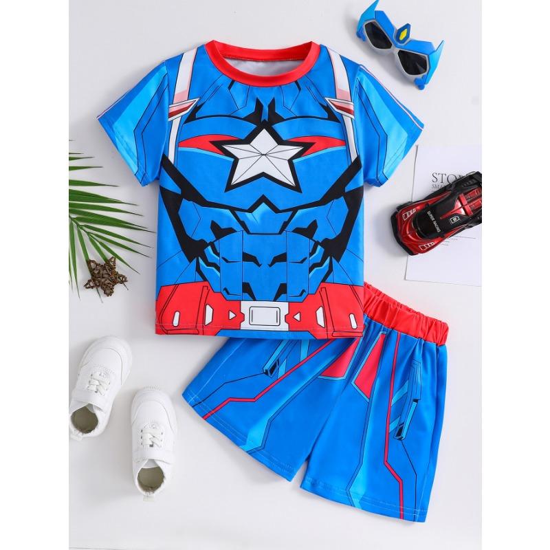 Directional Opening, Hot-Selling Model for Girls, Tie-Dye with Letter Print, T-Shirt and Shorts Suit, Casual Style