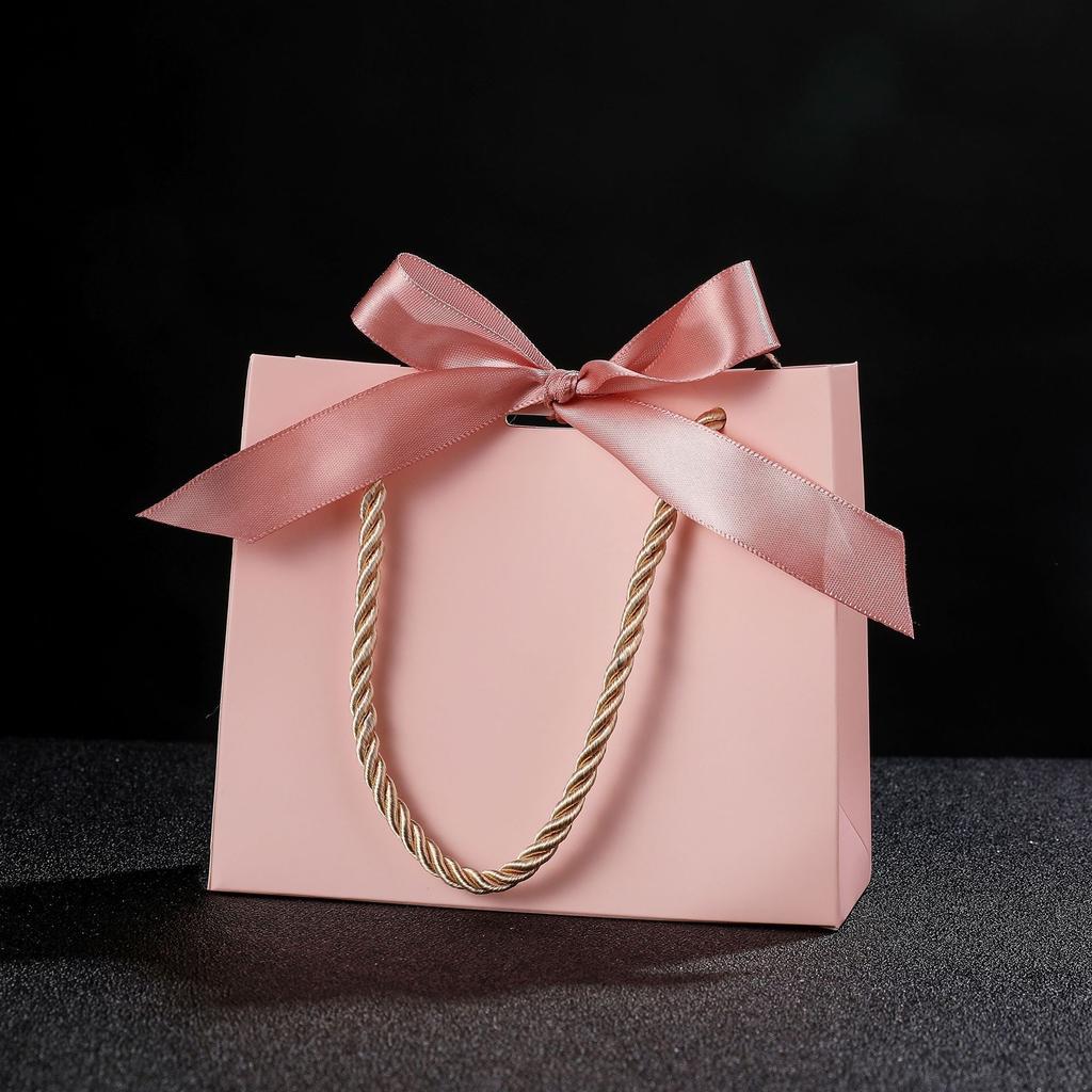 20pcs Pretty Pink Kraft Gift Bag Gold Present Box for Gift  Books Packaging Gold Handle Paper Box Bags Kraft Paper Gift Bag