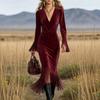 Damen Western Langarm Enganliegendes Kleid