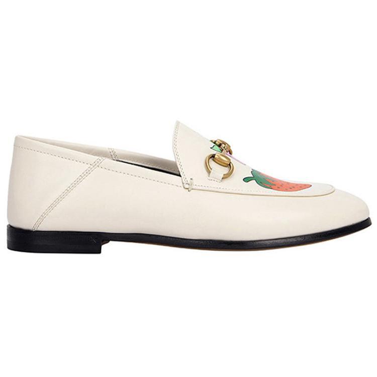 GUCCI Horsebit Leather Casual Shoes Women's White (Unisex) Women's Casual Unlined Shoes 580081 1GN00 9531