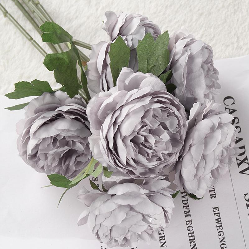 5 PEZZI Fiore Finto Rosa Occidentale Bouquet di Peonie Fiore Artificiale Rosa da Tè Accessori per Parete Floreale Matrimonio Decorazioni per la Casa Oggetti di Scena per Foto