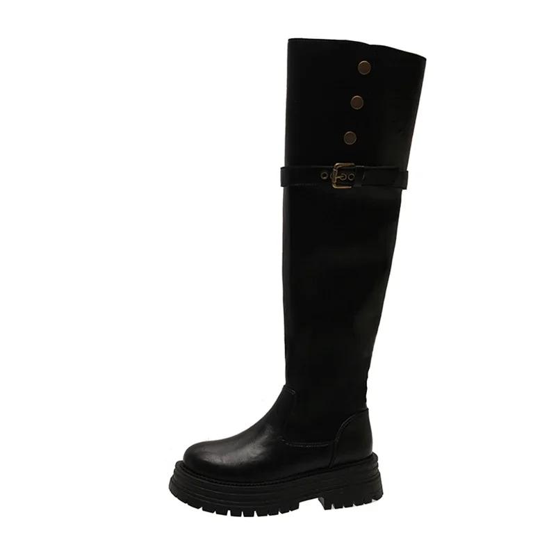 Women's High Over The Knee Boots Trendy Retro Fashion Winter Walking Snowmobile Boots Outdoor 2025 Botas De Invierno Para Mujer
