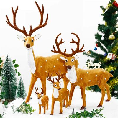 Cartoon Handmade Xmas New Year Elk Plush Christmas Decoration Miniature Figurine Simulation Deer Reindeer Ornament