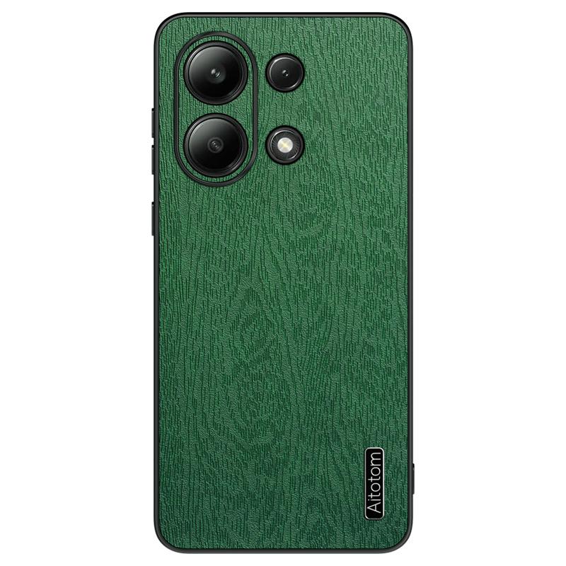 Pro Xiaomi Redmi Note 13 4G Pouzdro Kožené Potahované PC+TPU Kryt Telefonu s Texturou Dřeva