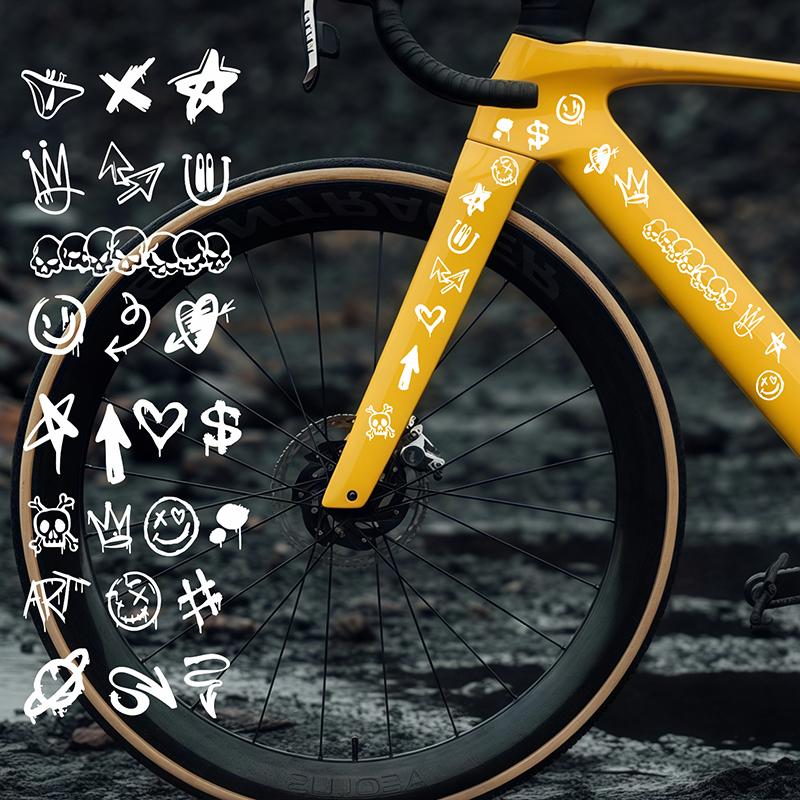 Adesivi per Bicicletta Graffiti Cartoni Animati Per Telaio Bicicletta Tubo Superiore Fai da Te Riflettenti Impermeabili Adesivi per Ciclismo Adesivo per Telaio Bici da Strada