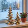 Gold Festive Figurines 2Pcs Christmas Tree Ornaments, Vintage Tabletop Decoration for Holiday Seasonal Display Pieces Home Decor And Fireplace Mantel