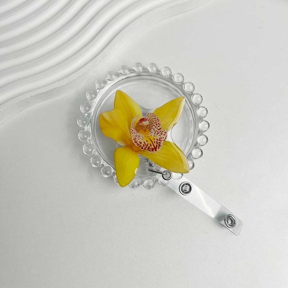 Akrylharts Hållarklämma Orkidéblomma Formad Namnskylt Märke Arbetsintyg