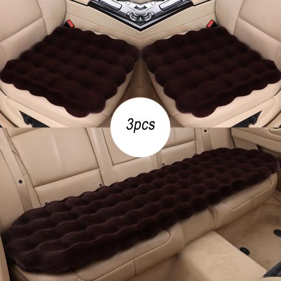 3Pcs Car Seat Cushion Fluffy Vehicle Seat Cover Plush Fleece Thickened Warm Auto Chair Pad