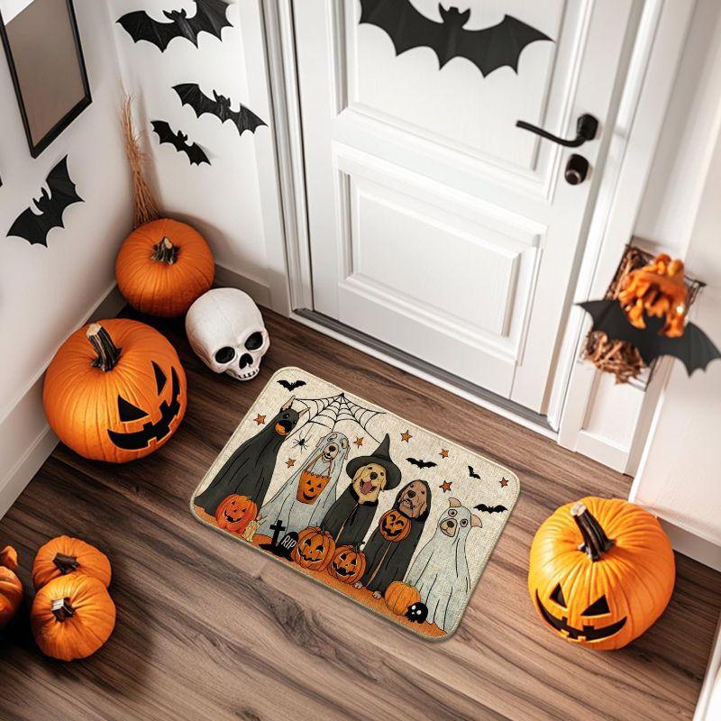 Halloween Welcome Door Mat Farmhouse Pumpkin Non-Slip Entry Rug Front Door Floor Carpet Indoor Home Decor