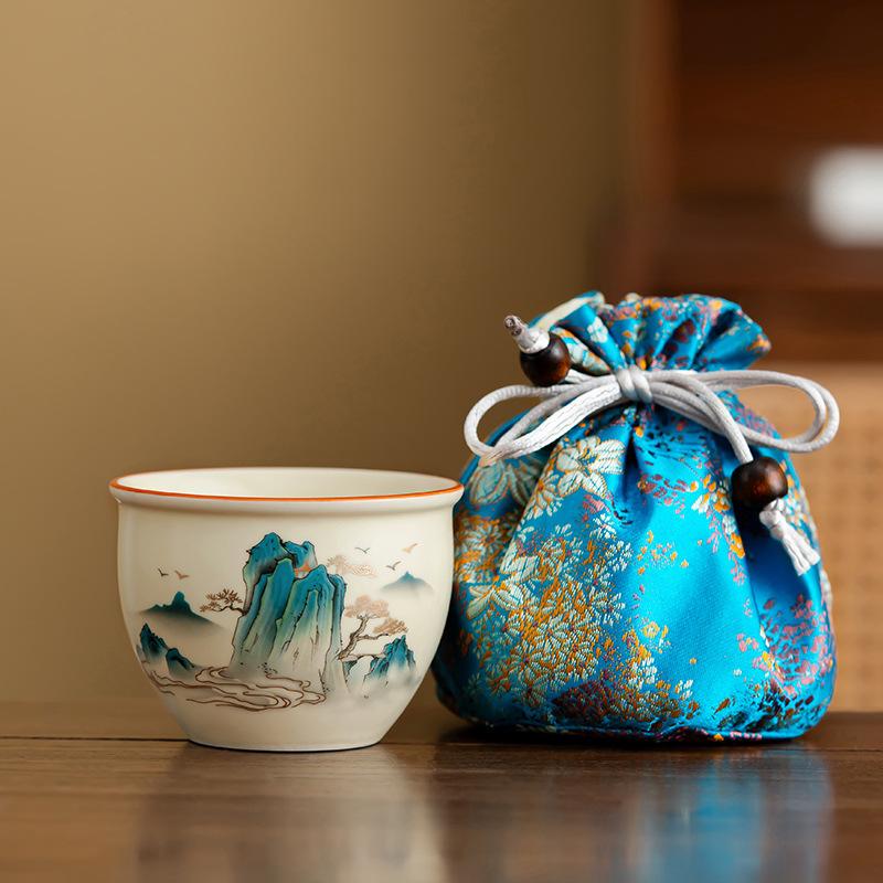 Ретро Желтый Ру Кильн Мастер Чашка Одинарная Чашка Специальное Открытие Керамическая Чашка для Дегустации Чая Кунг-фу Чайная Чашка Чайная Чашка Подарочная Коробка