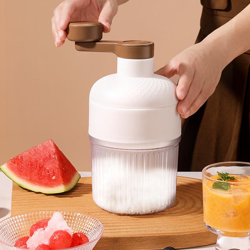 Hand-Crank Shaved Ice & Smoothie Machine - Compact, Manual Ice Crusher for Home & Stall Use.