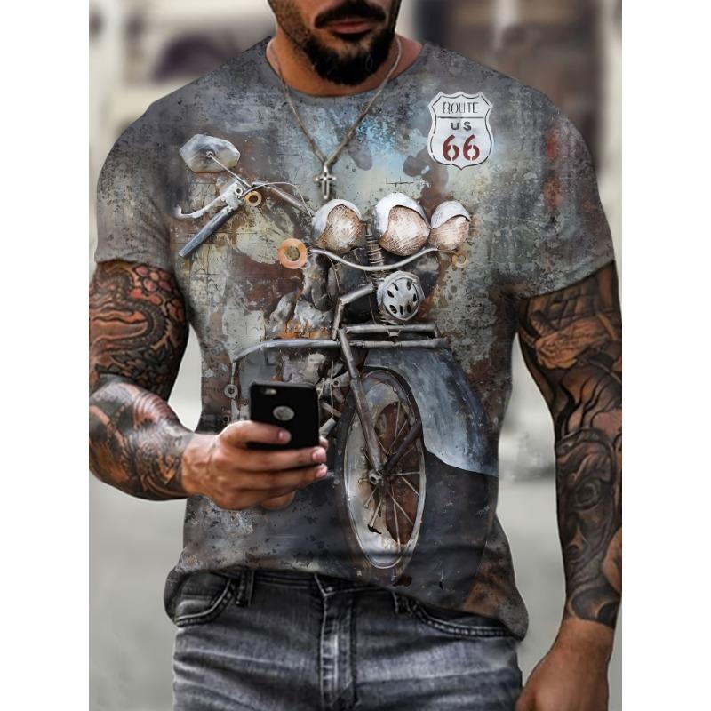 Color Block Splash Ink 3D Print Men's Trendy Sports Short Sleeve Crew Neck T-shirt, Summer Outdoor