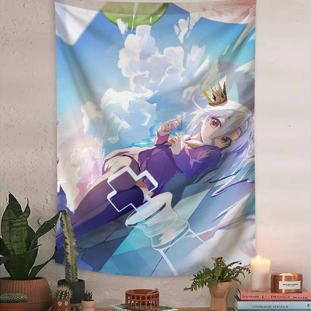 Anime No Game No Life Tapestry Bohemian Tarot Hippie Wall Hanging Dorm Kawaii Shiro Girl LARGE Wall Art for Bedroom Living Room