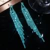 Classic Blue Long Fringed Earrings