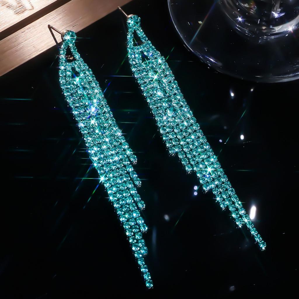 Classic Blue Long Fringed Earrings