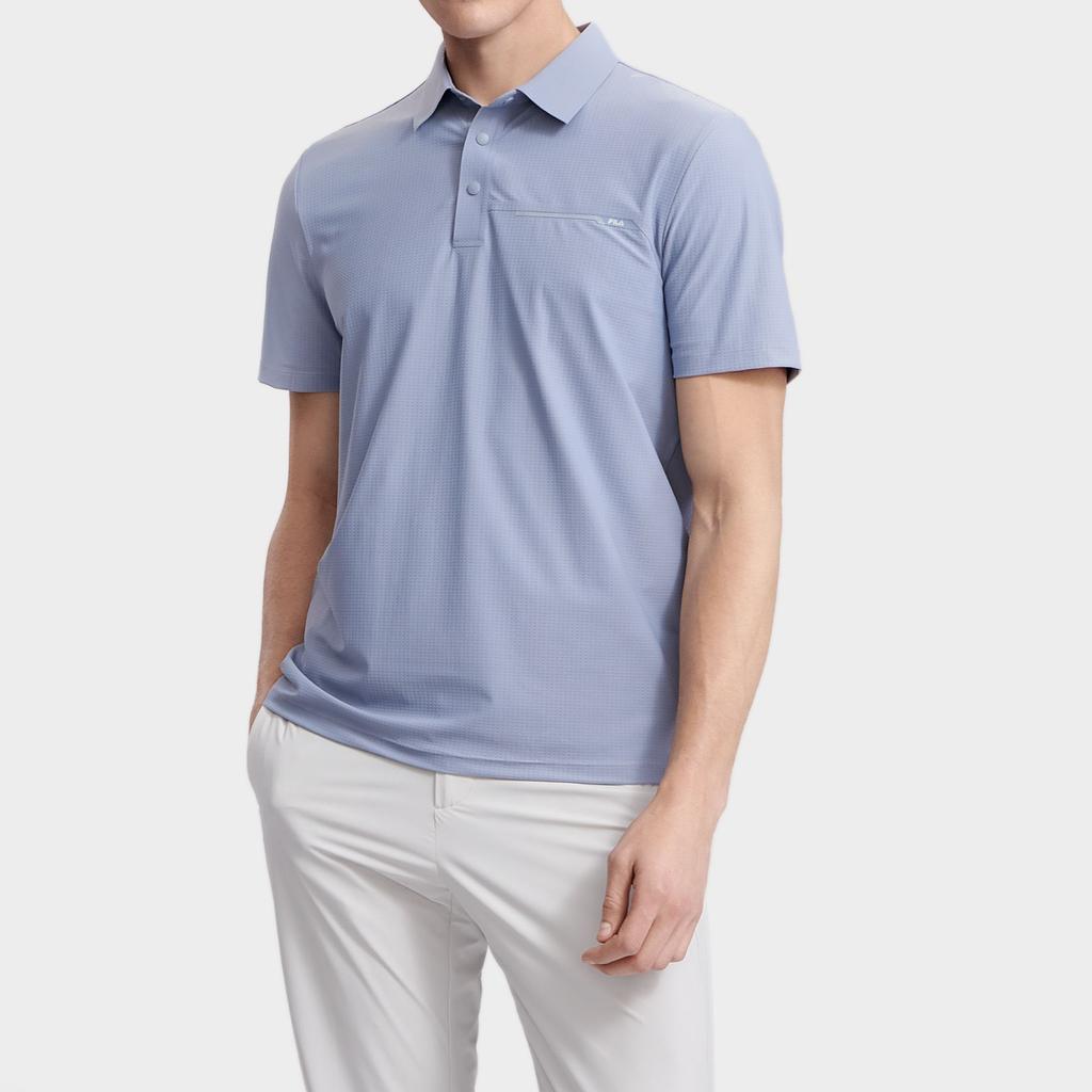 FILA 2023 Summer UV Resistant Cool Breathable Business Casual Polo Shirt Men Polo Shirts Dark-Stone-Blue F11M327107FBU