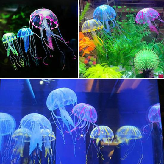 Glowing Luminous Artificial Jellyfish Aquarium Decoration Fish Tank Ornament