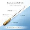 Stainless Steel BBQ Fire Hook with Wood Anti-Scald Handle