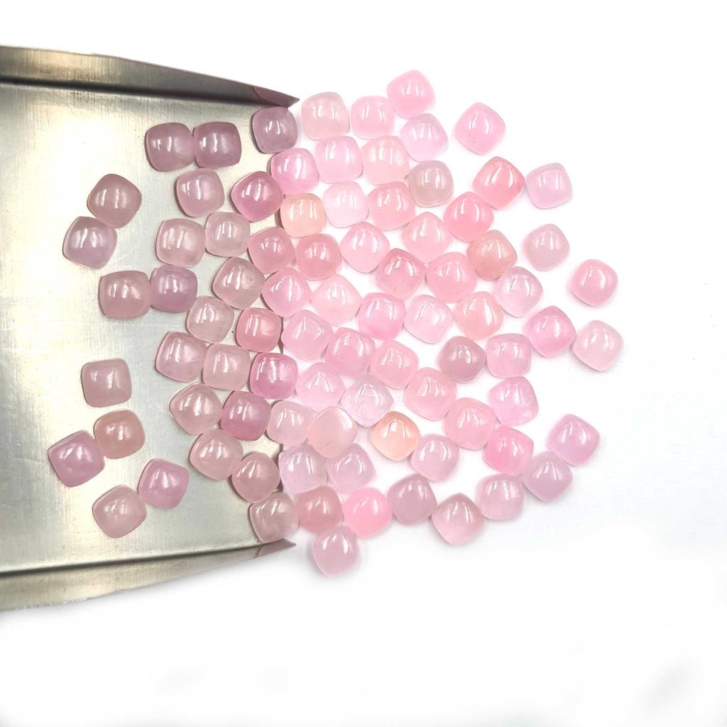Dyed Pink Jade Square Cushion Cabochon Loose Gemstone Lot 50 Pcs 7 MM 100 CT For Jewelry Making
