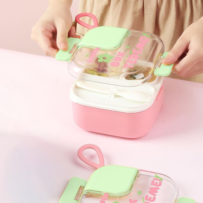 Boîte à Lunch Portable pour Enfants Étudiants Boîte Bento Récipient Alimentaire Carton Vaisselle Couverts Récipient Alimentaire