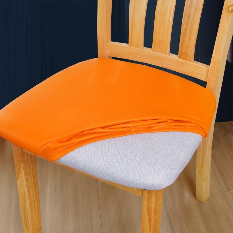 2Pcs Waterproof Pu Leather Seat Covers For Dining Chairs Stretchable Dining Room Chair Seat Covers Kitchen Chair Seat Cover