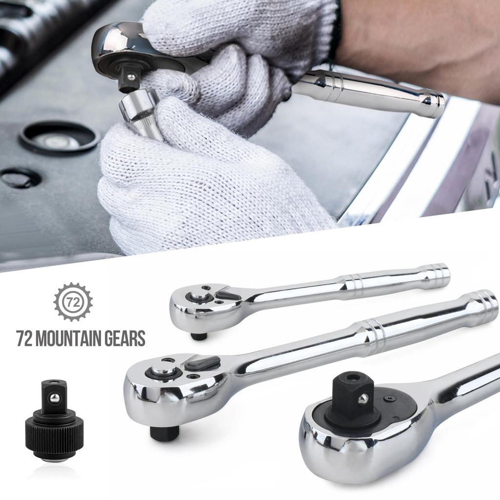 Amazon Basics Mechanic Socket Tool Kit with 123 Piece Set Case,