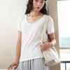 New Spring and Summer Silk Bottoming Shirt Women's Lyocell Goose Egg Neck Short Sleeve Top
