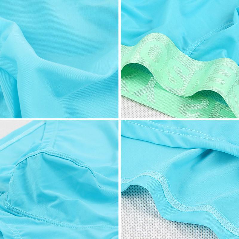 Men's U-Convex Low-Waist Silk Boxer Briefs - Breathable, Solid Color, Large Size