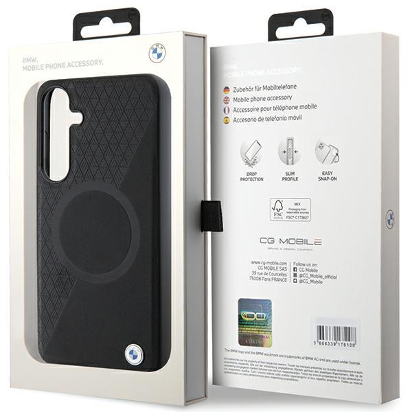 Bmw Bmhms24M23Rtpk S24+ S926 Czarny/Black Hardcase Signature Leather Half Textured & Circle Magsafe