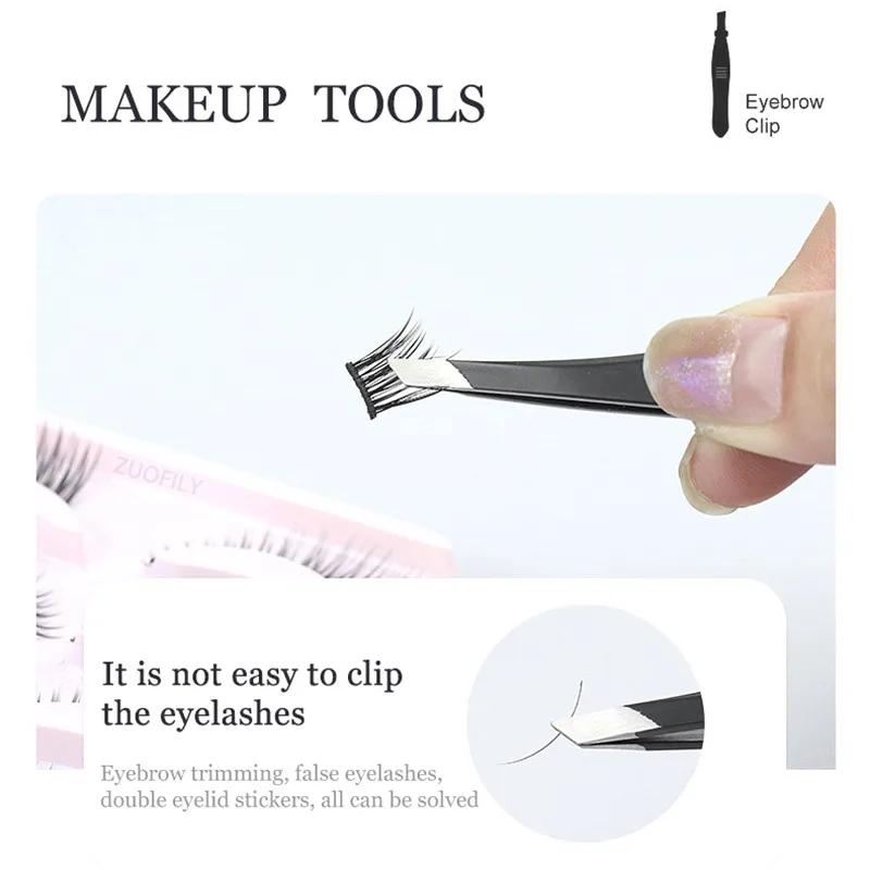 Stainless Steel Eyebrow Clip Eyelashes Double Eyelid Sticker Tweezers Makeup Tools Slant Tip Hair Removal Tweezers Beauty Tools