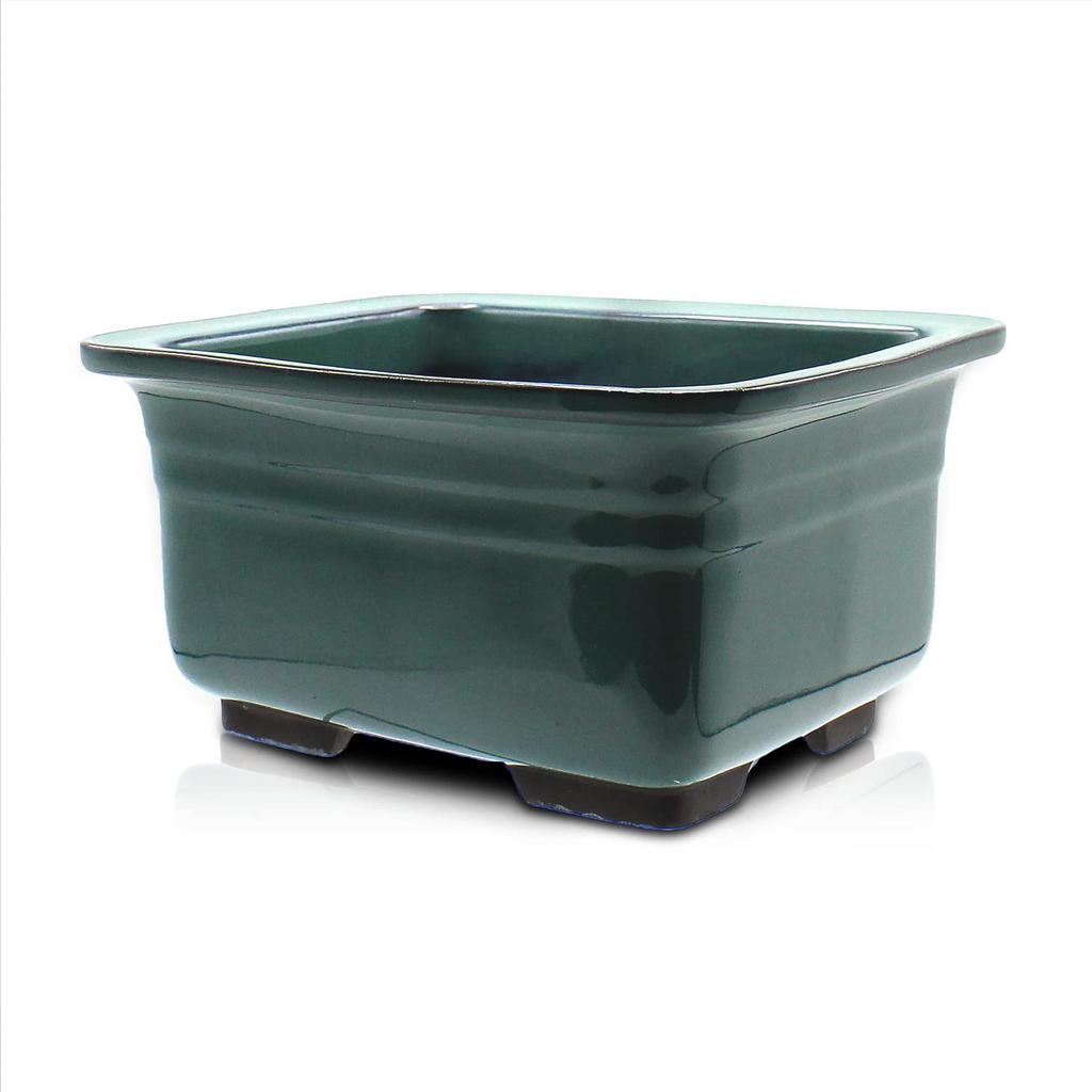 Umekichi Bonsai 6 Bonsai Mittelband Oribe Seto Tief Ungefähr Verschiedene Mittlere Größe Zubehör, Nein. Topf, Nade-Kaku Tief, Grün, Glasur, Ware,