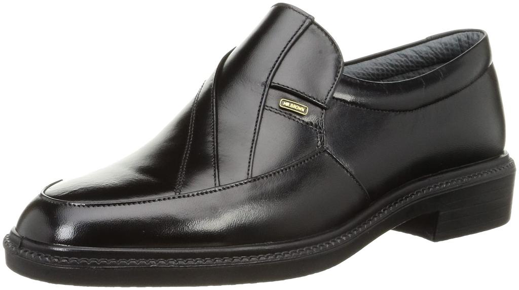 Moonstar MB6021A Genuine Leather Business Made in Size 4E Men's Water-Repellent Slip-On Shoes, Japan, Black, 25.5 cm,