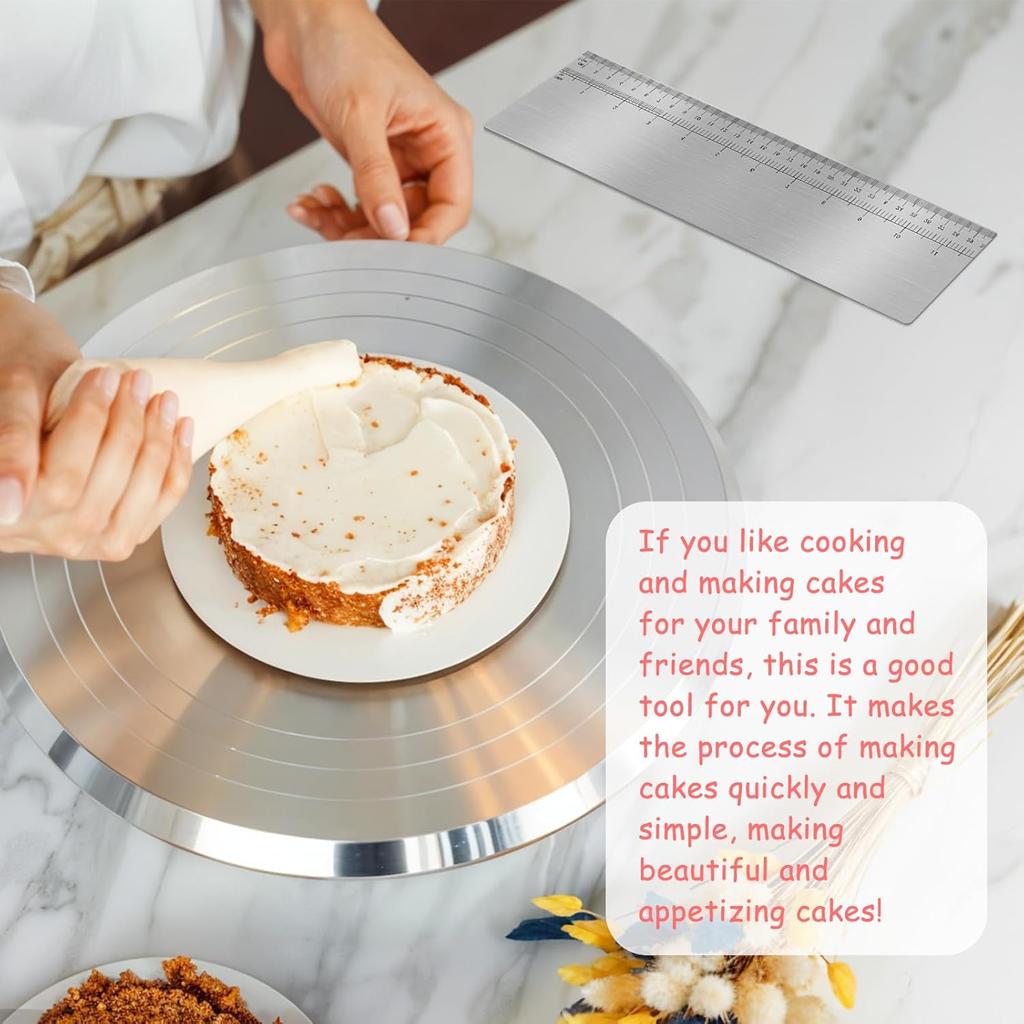 12 Inches Stainless Steel Cake Scraper Leveler and Smoother Metal Cake Scraper Frosting Smoother Baking Scraper Tool for Buttercream