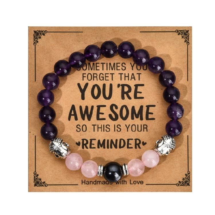 Secure Closure Comfort Fit Mixed Material Handmade Bracelet with Accompanying Sentiment Card