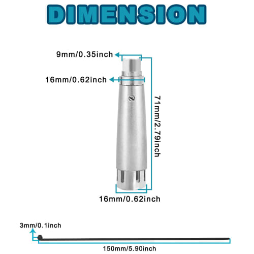 MKBKLLJY 3-Pin XLR Female To RCA Female Adapter Jack Socket Audio Gender Changer Coupler Connector with Zinc Alloy Metal Case and Silver Cable Ties Co