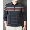 Men S Striped Long Sleeve Polo Shirt Loose Fit For Middle Aged Dad Autumn