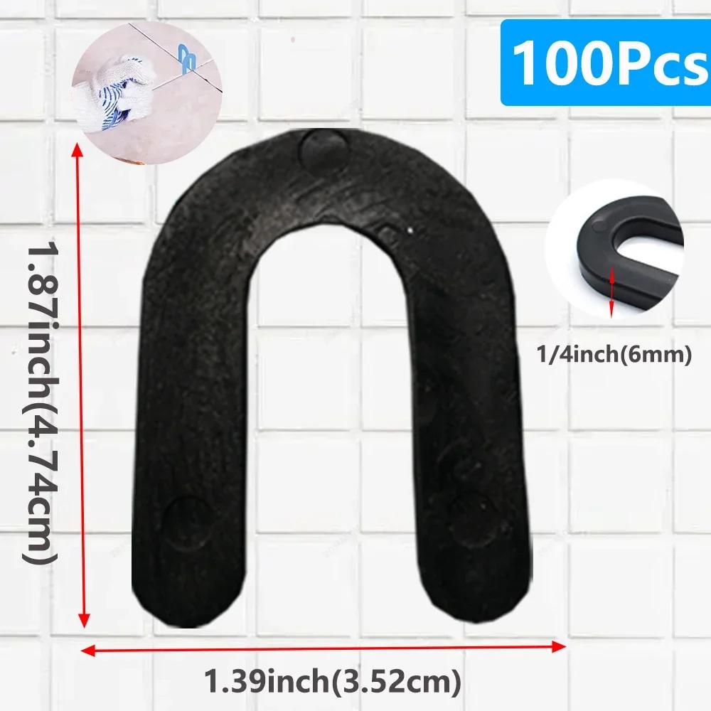 100/200Pcs Reusable U-Shape Ceramic Spacers Tile Clips Leveling System Wedge for Floor Wall Tile Gap Fixing Construction Tools