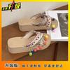 Fashion Versatile Wear Comfortable Retro Slippers Women 2025 Summer New Fringed Holiday Slippers Women